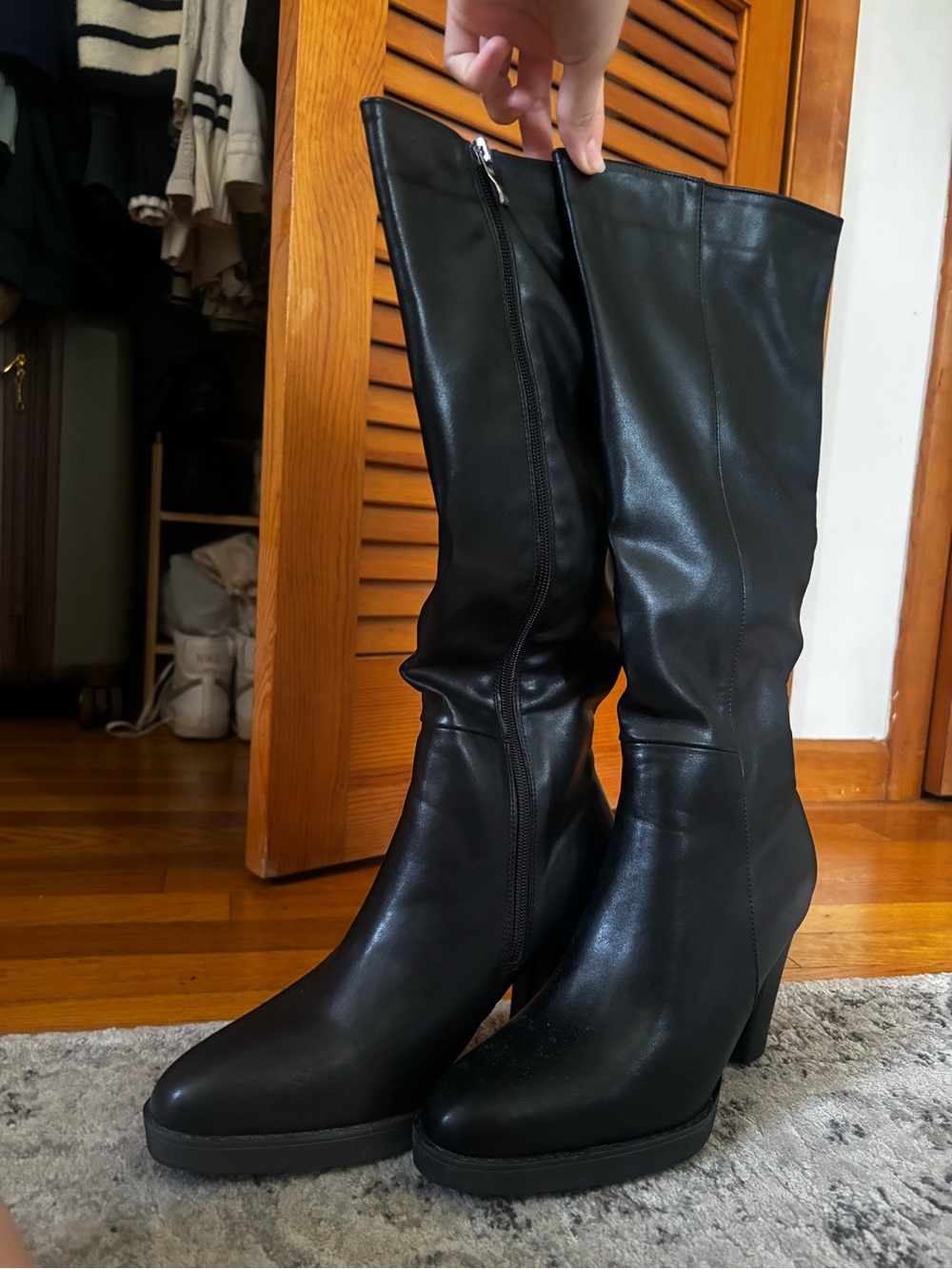 SHEIN Black Mid-Calf Block Heel Women's Boots